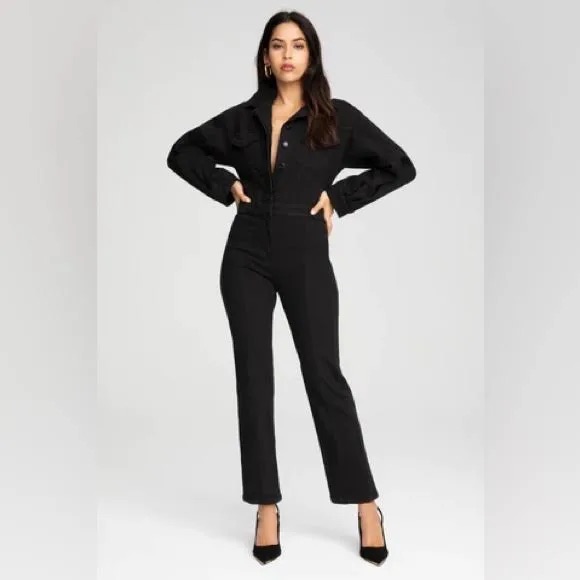 Good American Contour Jumpsuit In Black, Size 2, Style Number Gcjsb213.Lm